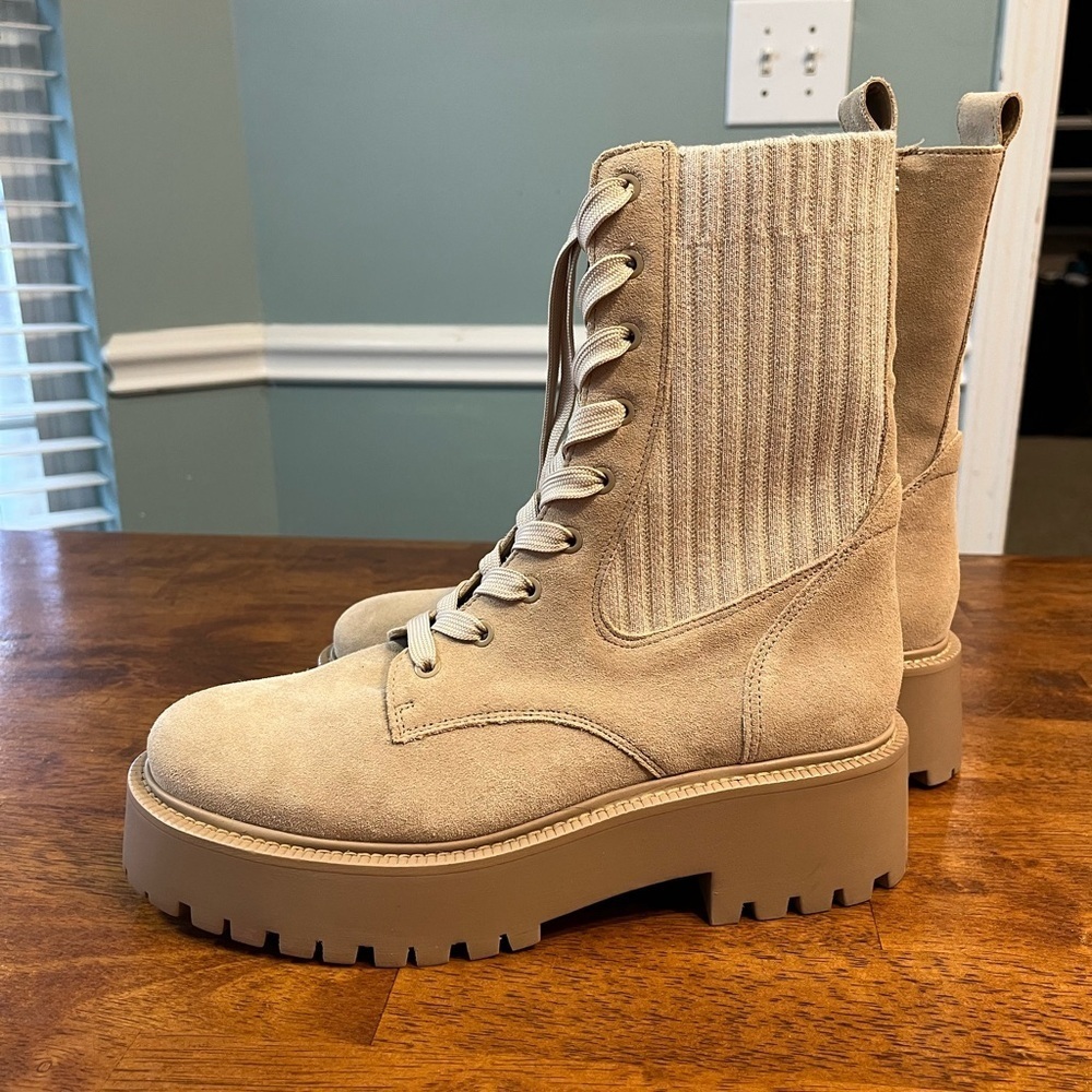 New Sam Edelman Evina Combat Platform Boot Sesame Suede size 8 - Picture 6 of 10